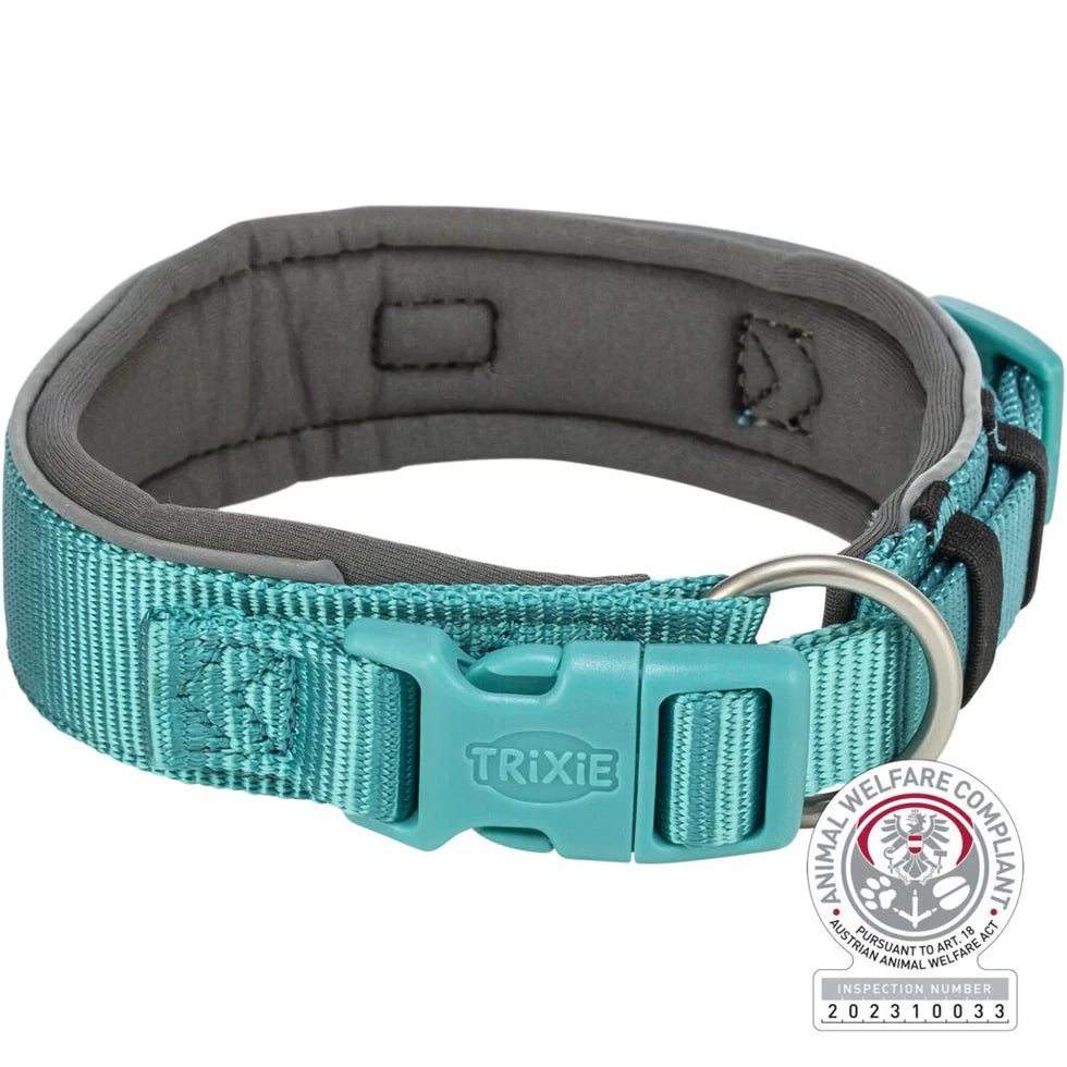 Trixie - Premium Halsband, extra breit, Aqua/Grafit