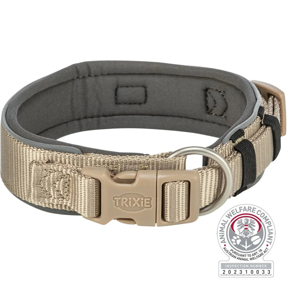 Trixie - Premium Halsband, extra breit, Sand/Grafit