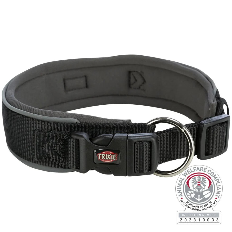 Trixie - Premium Halsband, extra breit, Schwarz/Grafit