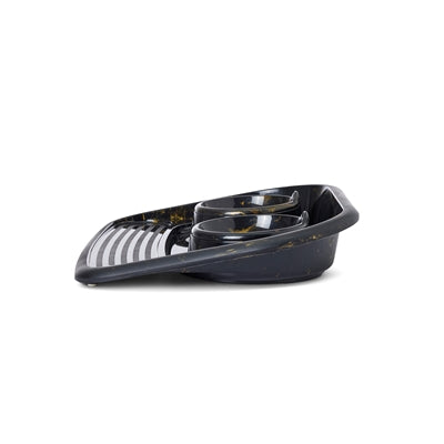 Savic Butler Futter- Und Trinkschale Mit Tablett Marmor Schwarz/Gold
