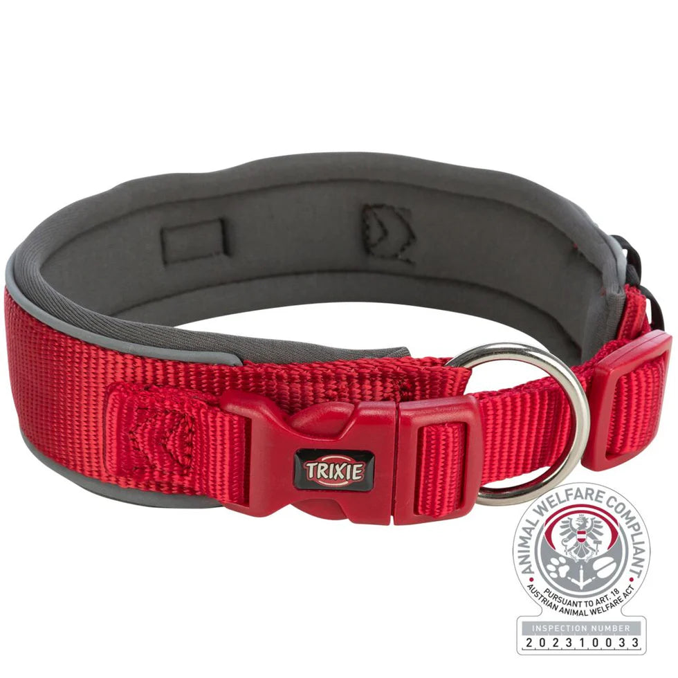 Trixie - Premium Halsband, extra breit, Rot/Grafit