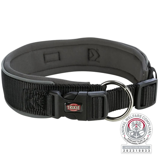 Trixie - Premium Halsband, extra breit, Schwarz/Grafit